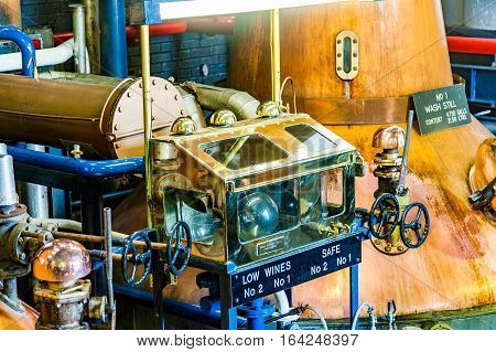 Blacford, Perthshire, Scotland, Uk, September 16, 2016 Machinery Of Tullibardine Whiskey Distillery