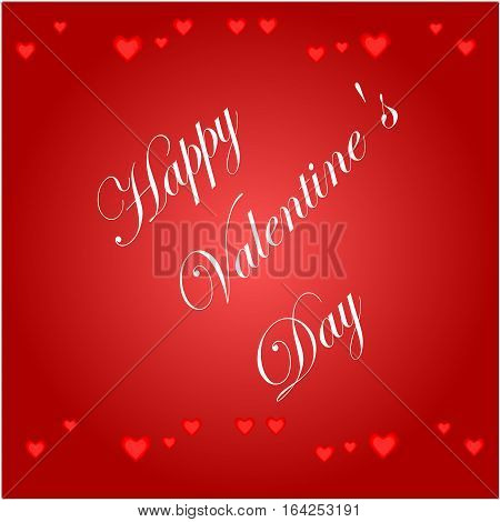 Happy Valentine's Day lettering Greeting Card on red background