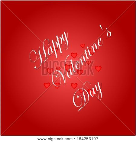 Happy Valentine's Day lettering Greeting Card on red background