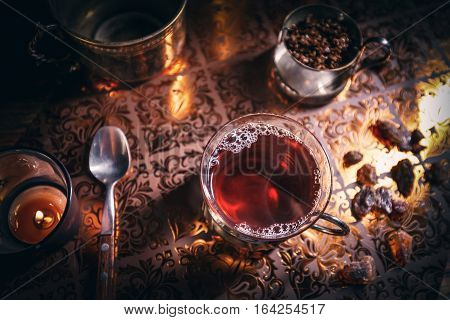 Black Tea In A Glass Cup