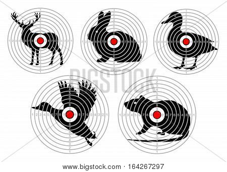 set targets for animal shooting. Training hunting. vector