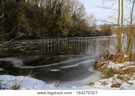 Jagst (Germany) in the winter / Frozen river