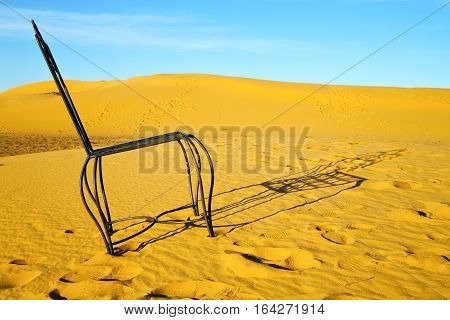 Table And Seat In Desert  Sahara Morocco    Africa