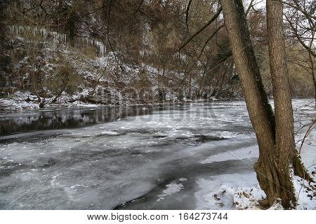 Jagst (Germany) in the winter / Frozen river