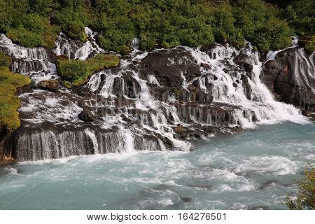 The fantastic Hraunfossar Waterfall in Iceland. Europe