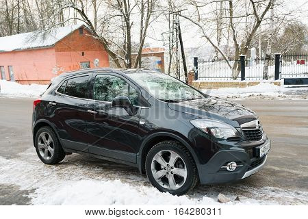 Smolensk, Russia - November 12, 2016: New Opel Mokka parked in winter near the house.