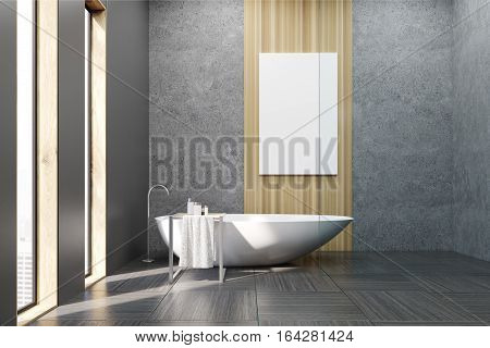 Bathroom With White Tub And Poster