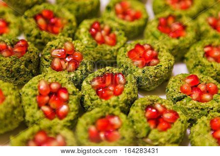 pkhali vegetable dish with walnuts and pomegranate Georgian cuisine