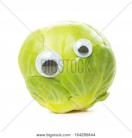 Closeup shot of funny brussels sprout with eyes