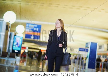 Young Business Woman In International Airport