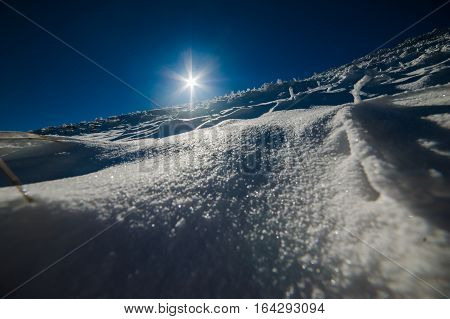 Winter in the national park with mountains