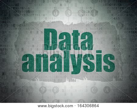 Data concept: Painted green text Data Analysis on Digital Data Paper background with  Scheme Of Hexadecimal Code