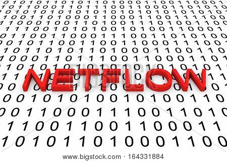 NETFLOW as a binary code 3D illustration