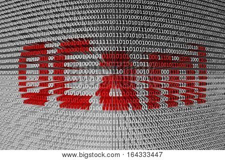 OCaml in binary code background 3D illustration