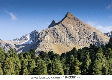 Mountains and peaks landscape. Kühtai glacier natural environment. Hiking in the Stubai Alps. Sellrain valley Tirol Salzburg Austria Europe