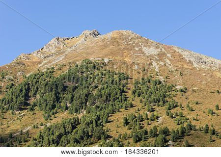 Mountains and peaks landscape. Kühtai glacier natural environment. Hiking in the Stubai Alps. Sellrain valley Tirol Salzburg Austria Europe