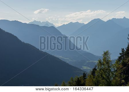 Mountains and peaks landscape. Kühtai glacier natural environment. Hiking in the Stubai Alps. Sellrain valley Tirol Salzburg Austria Europe