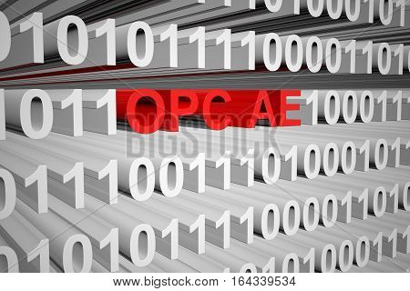 OPC AE in the form of binary code, 3D illustration