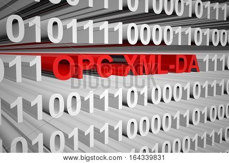 OPC XML DA as a binary code 3D illustration