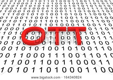 OTT in the form of binary code, 3D illustration