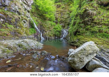 Landscape with Valea lui Stan canyon and river in Romania
