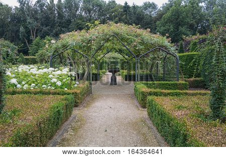 Landgraaf, Netherlands - July 12, 2016: English garden style park Mondo Verde Netherlands.