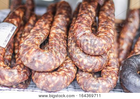 Fresh Chorizo Sousage on the street market
