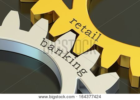 retail banking concept on the gearwheels 3D rendering
