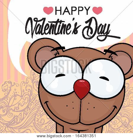 Valentines day greeting card with funny animal character.