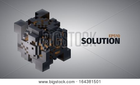 Boxes 3d vector elements. Technology background. Structure illustration. Web banner