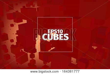 Cubes vector background. Abstract explosion. Science web banner