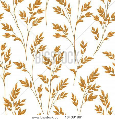Floral pattern with leaves. Ornamental seamless background. Nature ornamental pattern with ear wearl