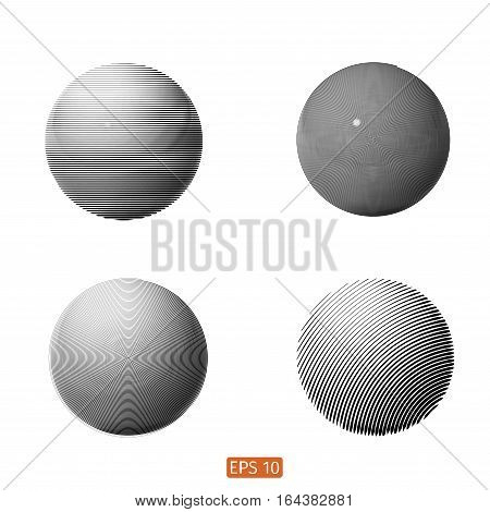 Set Of Abstract Spiral Element. Swirling, Twirling Shape. Vector. No Gradient