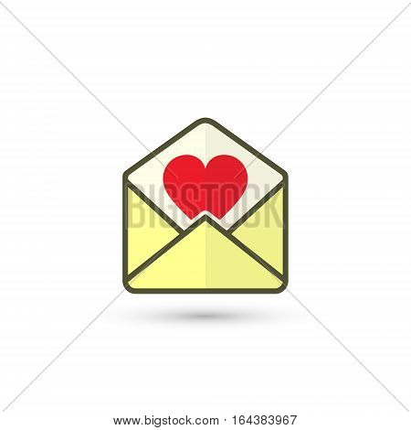 Envelope with Valentine Heart vector isolated illustration.