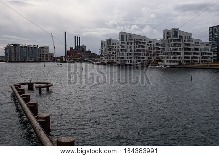 Modern architecture near the water in Copenhagen, Denmark