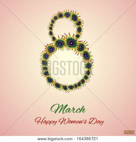 Eighth Of March Postcard. Flowers