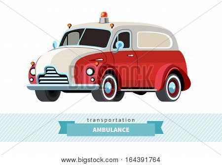 Classic Ambulance Wagon Truck Front Side View