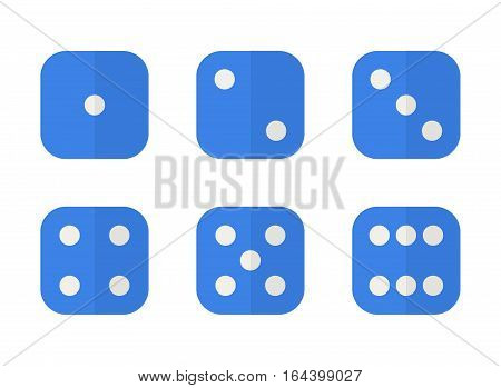 6 dices in different combinations in modern flat style
