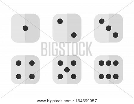 6 dices in different combinations in modern flat style