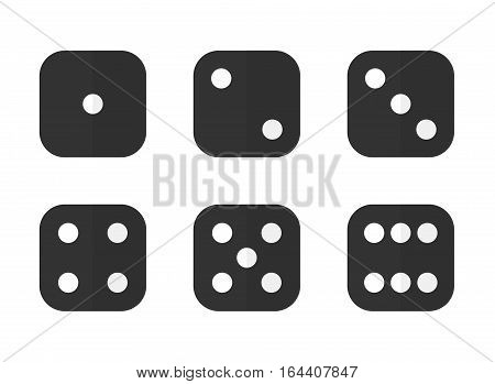 6 dices in different combinations in modern flat style