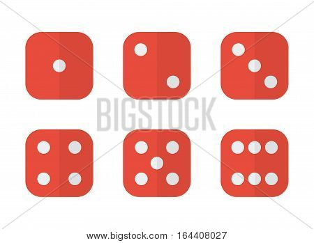 6 dices in different combinations in modern flat style