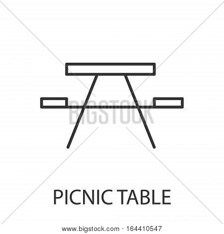 Picnic table icon or logo line art style. Vector Illustration.