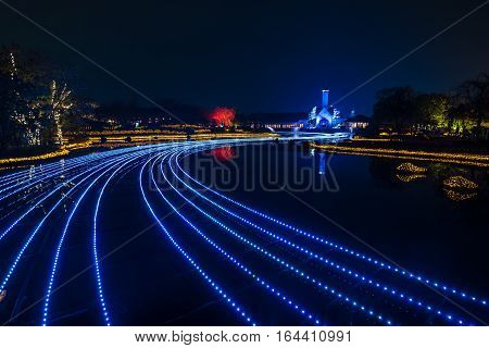 Nabana no sato winter illumination in Mie NagoyaJapan. It is one of Japan's largest illumination parks.