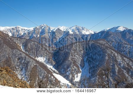 mountains in the snow in Gabala Azerbaijan