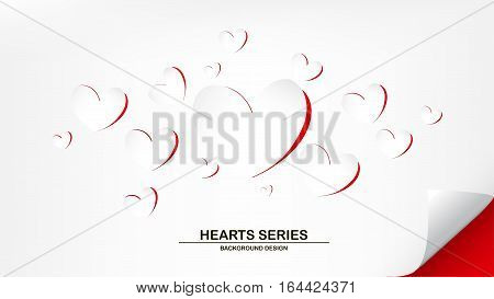 Vector illustration peeling paper white paper on red paper into become heart shape background design