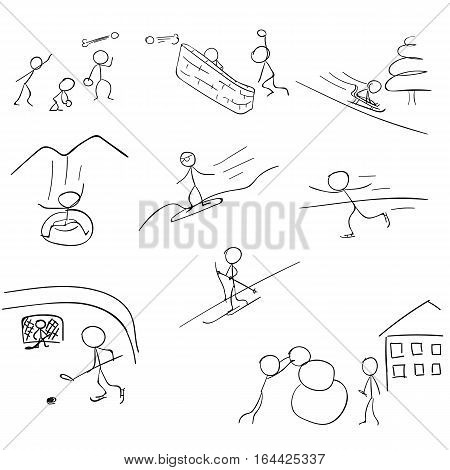 stick winter game vector in the white background