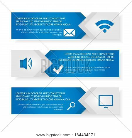 Modern vector template Infographic of the three elements of rectangles with icons and space for text. For web design business presentations education