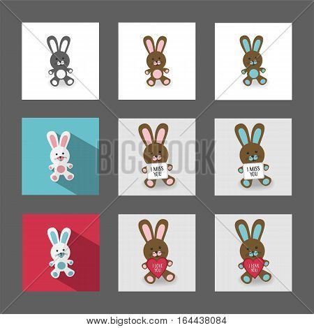 Set of bunnies with messages in different versions