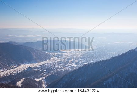 mountains in the snow in Gabala Azerbaijan