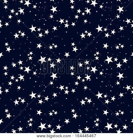 Seamless pattern with star in dark sky.